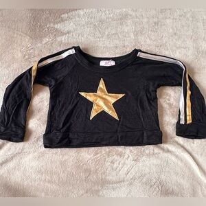 Designer from DENNY’s! Sofi Black Long Sleeve Kids Tee with Gold Star